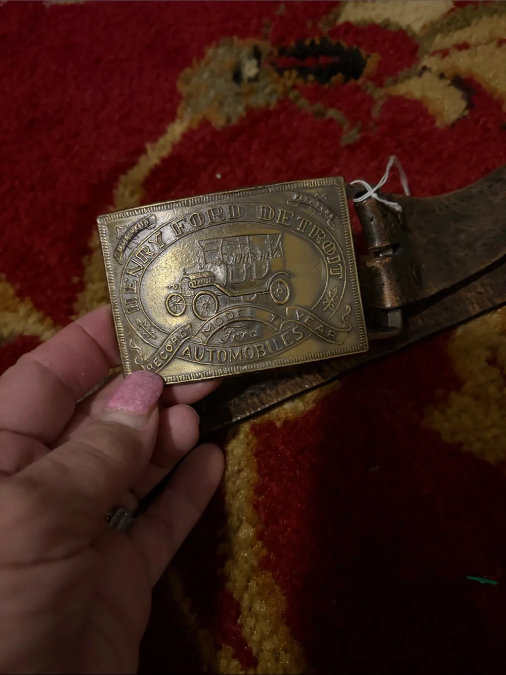 Levi's Brown Leather Belt with Decorative Ford Automobile brass Buckle